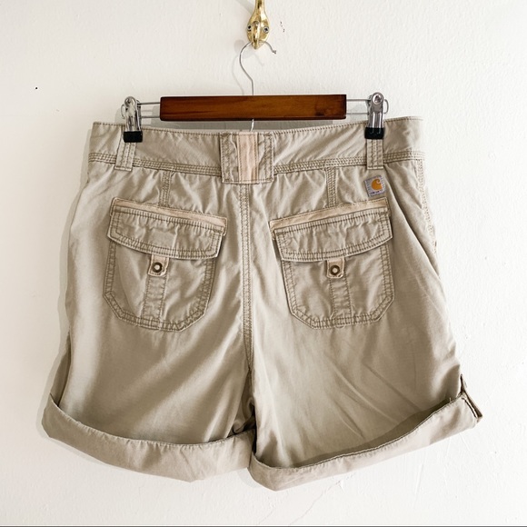 Carhartt Women’s Relaxed Fit Khaki Rolled Hiking Outdoor Shorts Sz 8 - Picture 5 of 12